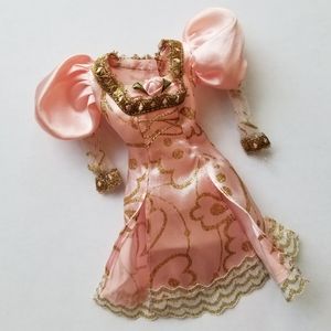 ❗Barbie Vintage 1997 Rapunzel Princess Satin Pink Dress with Gold Trim❗